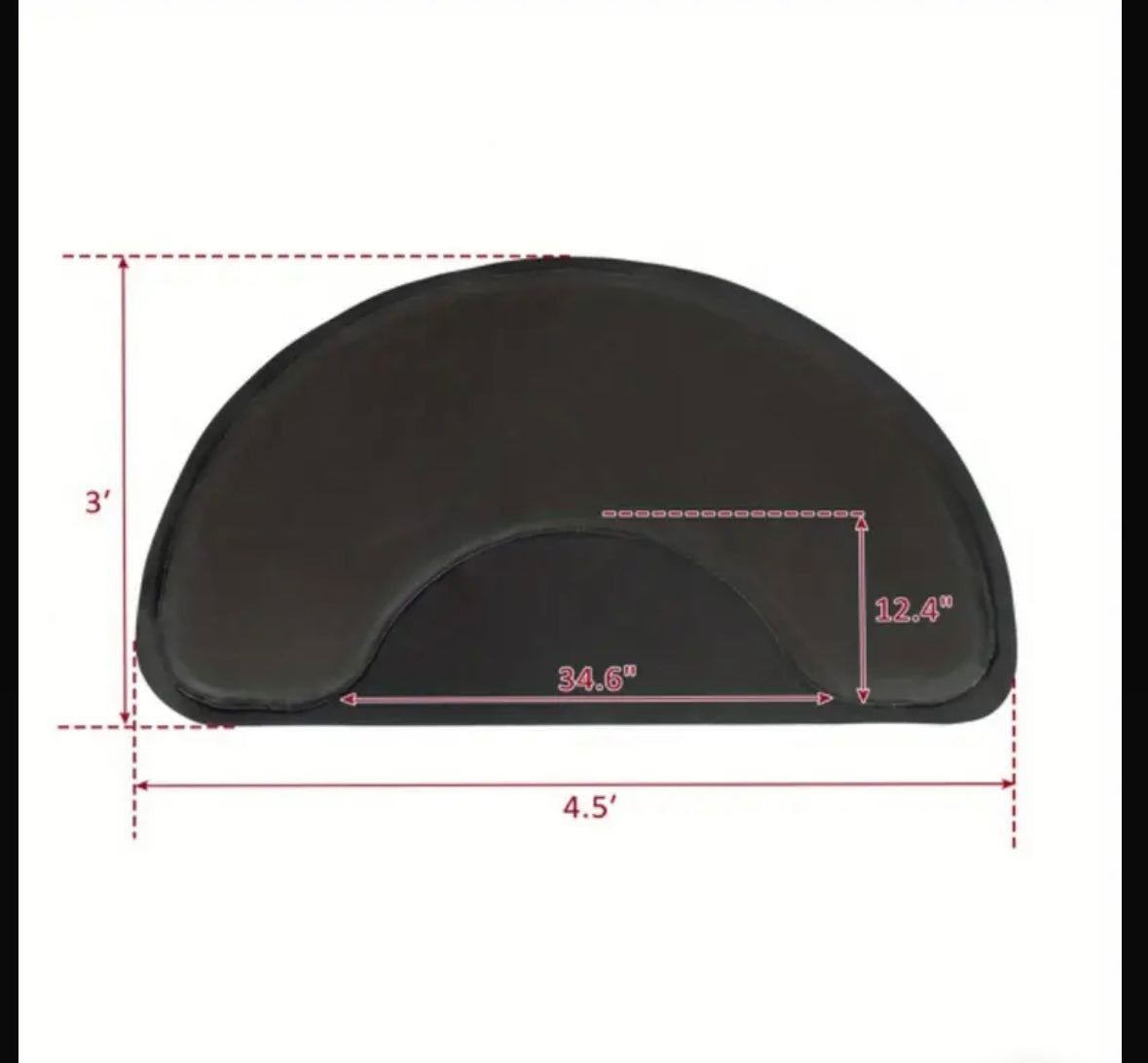 3ft x 4.5ft x 1/2in PVC NBR black antifatigue salon mat Rectangle & Half Moon