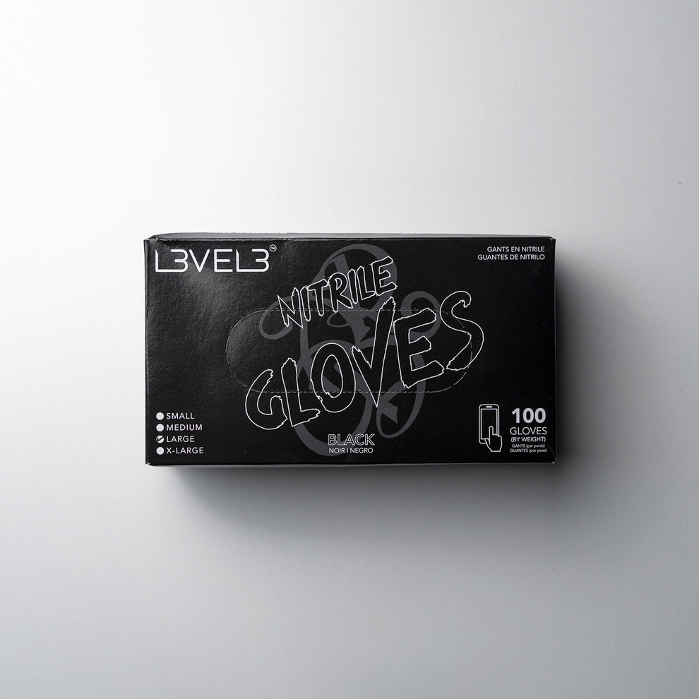 (Black) L3VEL3 Professional NitProfessional Nitrile Gloves – 100 Pack