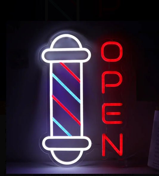 LED Neon Barber pole Open sign