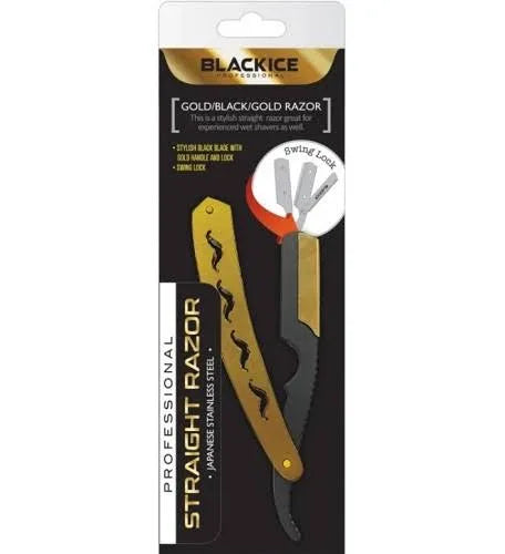 Black ice, straight, razor, gold hollow handle(blk/Gold)