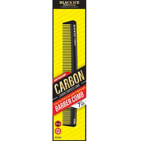 BlackIce heat resistant carbon Barber Comb, 7 1/2 inch