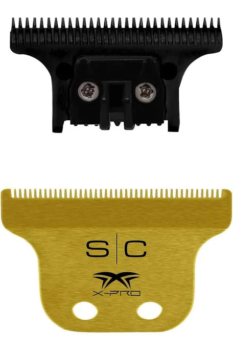 StyleCraft Fixed Gold Titanium Classic X-Pro Trimmer Blade + Black Diamond Carbon DLC The One Cutter Set (SC529GB)