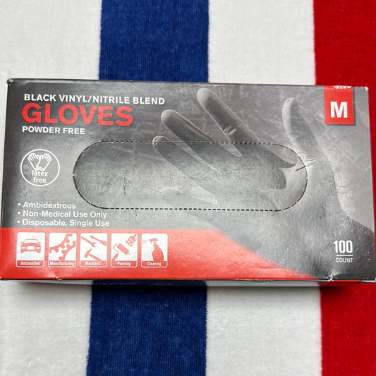 Black vinyl/nitrile gloves